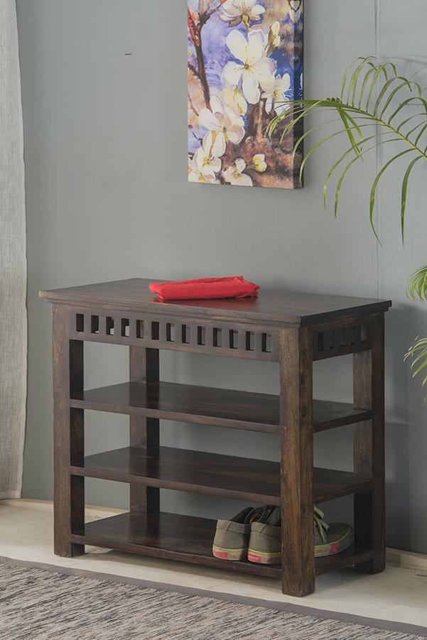 Solid sheesham wood shoe rack
