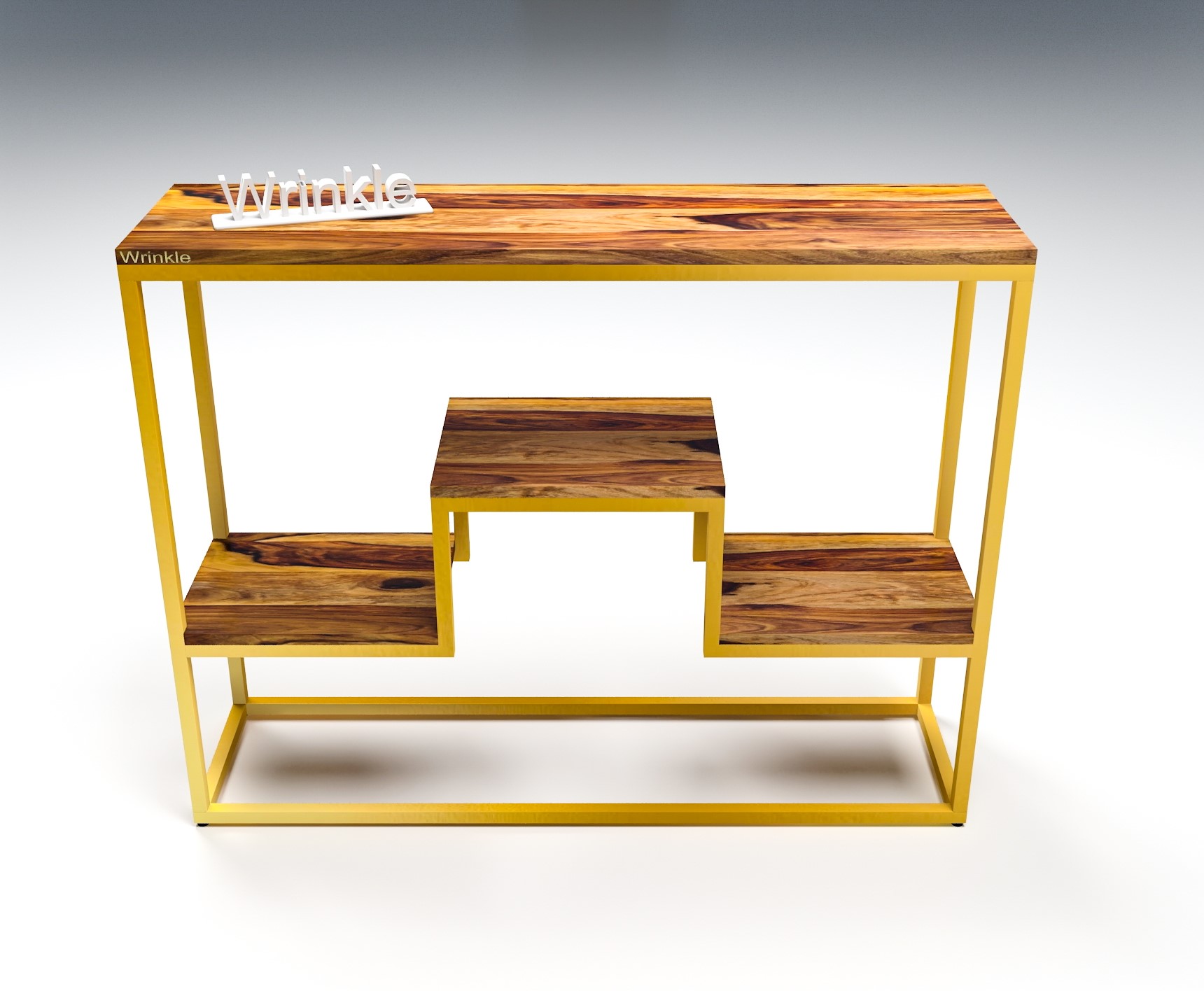 Beauty Solid Sheesham Wood & Iron Console Table Gold