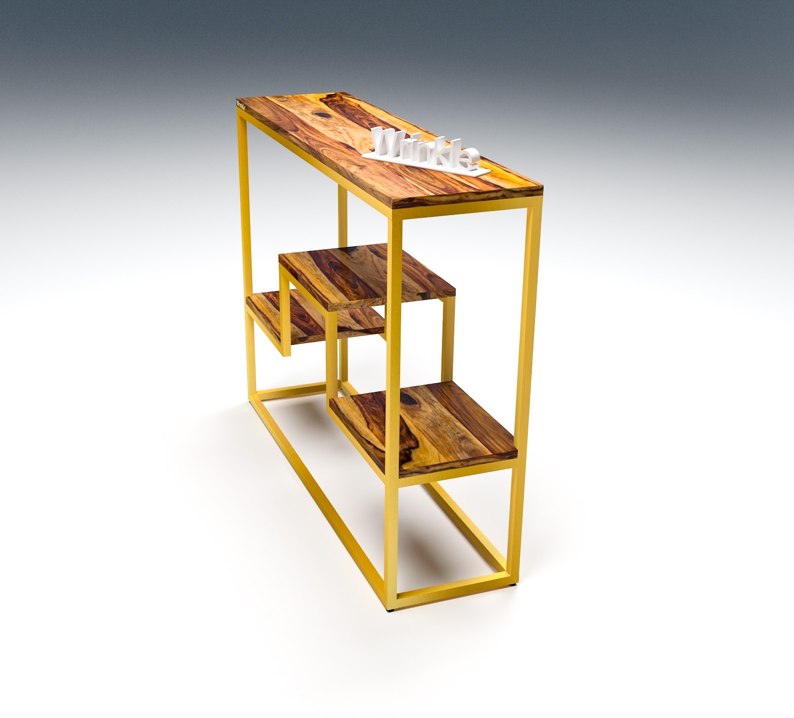 Beauty Solid Sheesham Wood & Iron Console Table Gold