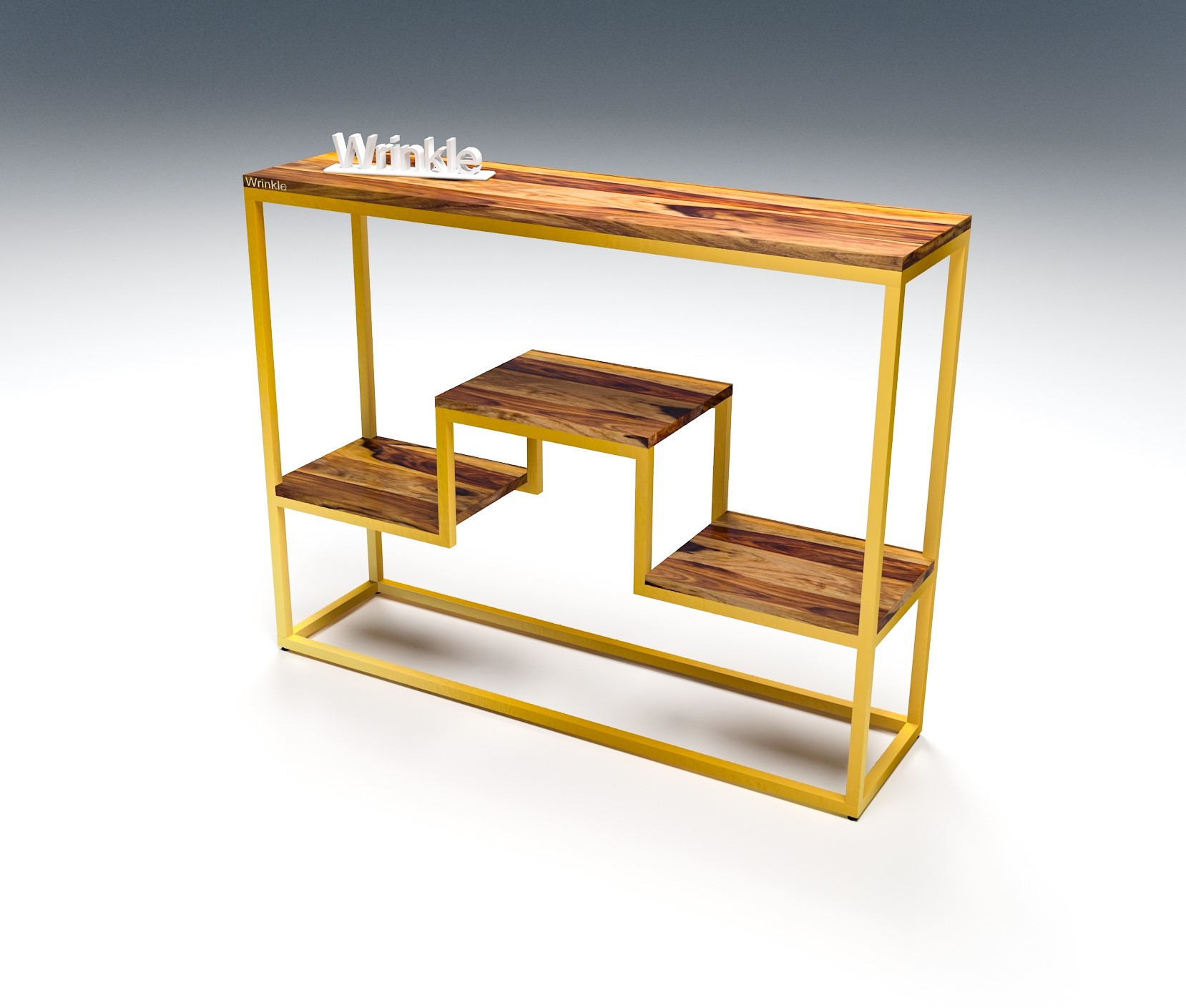 Beauty Solid Sheesham Wood & Iron Console Table Gold